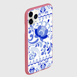 Чехол iPhone 11 Pro матовый Гжель 2, цвет: 3D-малиновый — фото 2