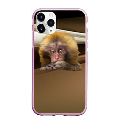 Чехол iPhone 11 Pro матовый Мартышка, цвет: 3D-розовый