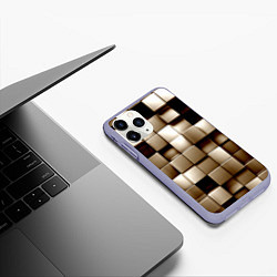 Чехол iPhone 11 Pro матовый Кубики, цвет: 3D-светло-сиреневый — фото 2