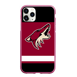 Чехол iPhone 11 Pro матовый Arizona Coyotes, цвет: 3D-малиновый