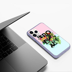 Чехол iPhone 11 Pro матовый Tropical Art, цвет: 3D-светло-сиреневый — фото 2