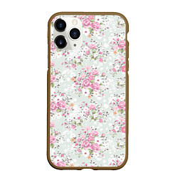 Чехол iPhone 11 Pro матовый Flower pattern, цвет: 3D-коричневый