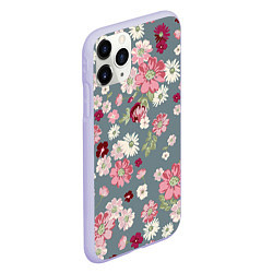 Чехол iPhone 11 Pro матовый Цветочки, цвет: 3D-светло-сиреневый — фото 2