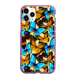Чехол iPhone 11 Pro матовый Бабочки, цвет: 3D-фиолетовый