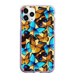 Чехол iPhone 11 Pro матовый Бабочки, цвет: 3D-светло-сиреневый