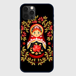 Чехол для iPhone 12 Pro Max Матрешка - хохлома, цвет: 3D-черный