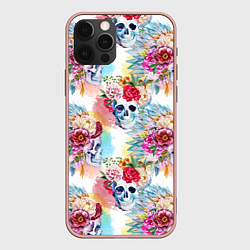 Чехол для iPhone 12 Pro Max Цветы и бабочки 5, цвет: 3D-светло-розовый