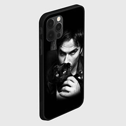 Чехол для iPhone 12 Pro Max Деймон Сальваторе с котом, цвет: 3D-черный — фото 2