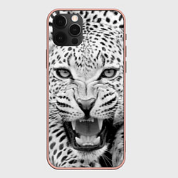 Чехол для iPhone 12 Pro Max Белый леопард, цвет: 3D-светло-розовый