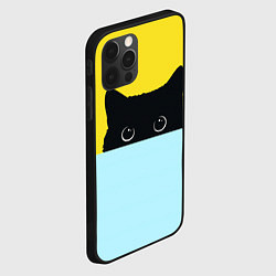 Чехол для iPhone 12 Pro Max Черный кот выглядывает, цвет: 3D-черный — фото 2