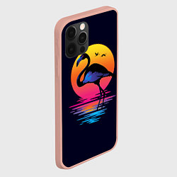 Чехол для iPhone 12 Pro Max Фламинго – дитя заката, цвет: 3D-светло-розовый — фото 2