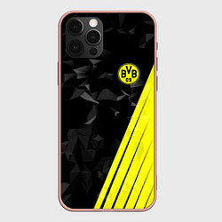 Чехол для iPhone 12 Pro Max FC Borussia Dortmund: Abstract, цвет: 3D-светло-розовый