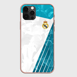 Чехол для iPhone 12 Pro Max FC Real Madrid: Abstract, цвет: 3D-светло-розовый