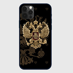 Чехол для iPhone 12 Pro Max Золотой Герб России, цвет: 3D-черный