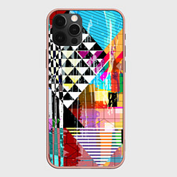 Чехол для iPhone 12 Pro Max RGB Geometry, цвет: 3D-светло-розовый