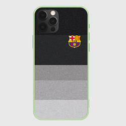 Чехол для iPhone 12 Pro Max ФК Барселона: Серый стиль, цвет: 3D-салатовый