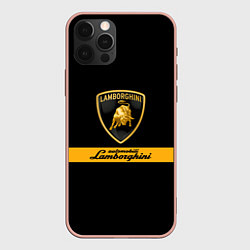 Чехол для iPhone 12 Pro Max Lamborghini Automobili, цвет: 3D-светло-розовый