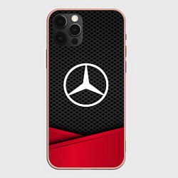 Чехол для iPhone 12 Pro Max Mercedes Benz: Grey Carbon, цвет: 3D-светло-розовый