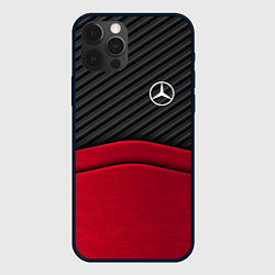 Чехол для iPhone 12 Pro Max Mercedes Benz: Red Carbon, цвет: 3D-черный