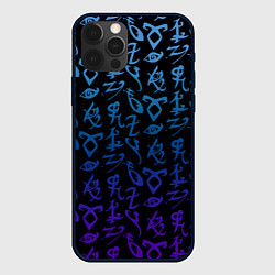 Чехол для iPhone 12 Pro Max Blue Runes, цвет: 3D-черный