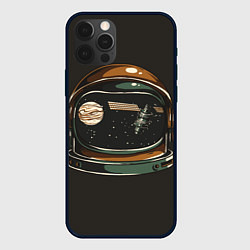 Чехол для iPhone 12 Pro Max Космос в шлеме скафандра - планета и спутник, цвет: 3D-черный
