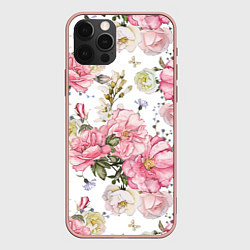 Чехол для iPhone 12 Pro Max Нежные розы, цвет: 3D-светло-розовый