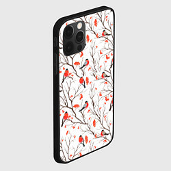 Чехол для iPhone 12 Pro Max Снегири в зимнем лесу, цвет: 3D-черный — фото 2