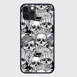 Чехол для iPhone 12 Pro Max Hipster skulls, цвет: 3D-черный