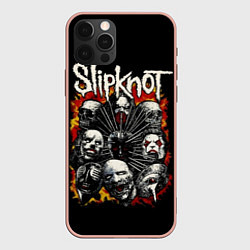 Чехол для iPhone 12 Pro Max Slipknot: Faces, цвет: 3D-светло-розовый