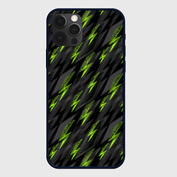 Чехол iPhone 12 Pro Max Зеленые молнии паттерн