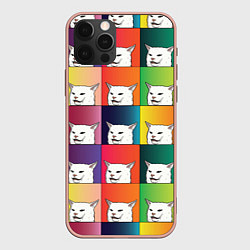 Чехол для iPhone 12 Pro Max Woman Yelling at Cat, цвет: 3D-светло-розовый