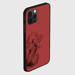 Чехол для iPhone 12 Pro Max Конь на красном фоне, цвет: 3D-черный — фото 2