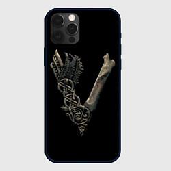 Чехол для iPhone 12 Pro Max Vikings bones logo, цвет: 3D-черный