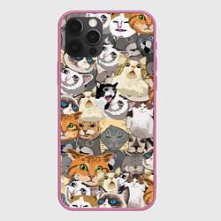 Чехол для iPhone 12 Pro Max ALL CATS MEMES, цвет: 3D-малиновый