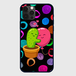 Чехол для iPhone 12 Pro Max Влюбленные кактус и шарик, цвет: 3D-черный