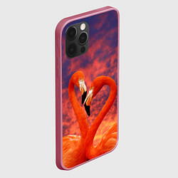 Чехол для iPhone 12 Pro Max Flamingo Love, цвет: 3D-малиновый — фото 2
