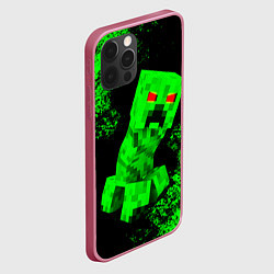 Чехол для iPhone 12 Pro Max MINECRAFT CREEPER, цвет: 3D-малиновый — фото 2