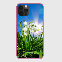 Чехол для iPhone 12 Pro Max Подснежники, цвет: 3D-малиновый