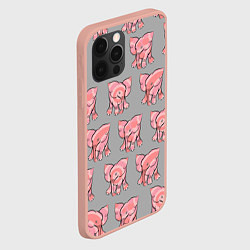 Чехол для iPhone 12 Pro Max РОЗОВЫЕ СЛОНИКИ ПАТТЕРН, цвет: 3D-светло-розовый — фото 2