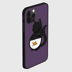Чехол для iPhone 12 Pro Max Довольный кот, цвет: 3D-черный — фото 2
