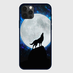 Чехол для iPhone 12 Pro Max Волк воющий на луну, цвет: 3D-черный