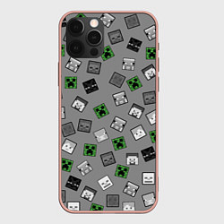 Чехол для iPhone 12 Pro Max Minecraft, цвет: 3D-светло-розовый