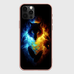 Чехол для iPhone 12 Pro Max Волки в огне, цвет: 3D-светло-розовый