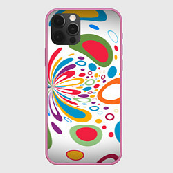 Чехол для iPhone 12 Pro Max Яркие краски, цвет: 3D-малиновый