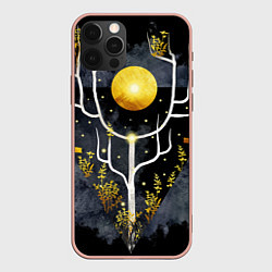 Чехол для iPhone 12 Pro Max Графит и золото: дерево жизни, цвет: 3D-светло-розовый