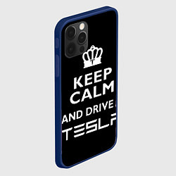 Чехол для iPhone 12 Pro Max Drive a Tesla!, цвет: 3D-тёмно-синий — фото 2