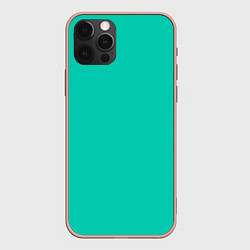 Чехол для iPhone 12 Pro Max Бискайский зеленый без рисунка, цвет: 3D-светло-розовый