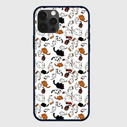 Чехол для iPhone 12 Pro Max Коты Паттерн, цвет: 3D-черный