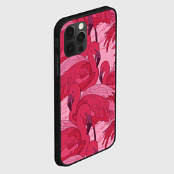 Чехол для iPhone 12 Pro Max Розовые фламинго, цвет: 3D-черный — фото 2