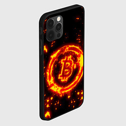 Чехол для iPhone 12 Pro Max BITCOIN БИТКОИН ОГОНЬ, цвет: 3D-черный — фото 2